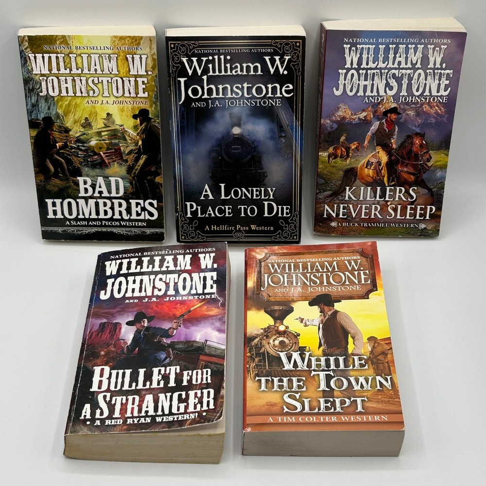BUNDLE Johnstone‎ 5 Western Fiction Book Lot Paperback Cowboy Action Adventure